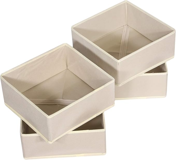 DIOMMELL 9 Pack Foldable Cloth Storage Box Closet Dresser Drawer Organizer Fabric Baskets Bins Containers Divider for Clothes Underwear Bras Socks Clothing, Beige 900