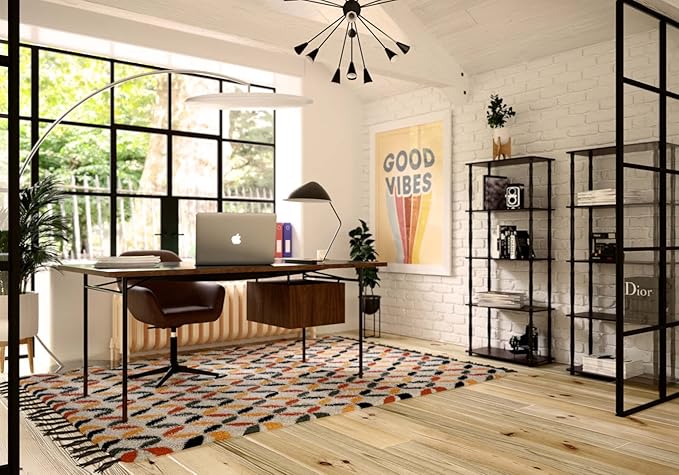 Furinno TURN-S-TUBE Storage Shelves, 5-Tier Book Shelf, Corner Shelf, Toolless Open Shelves, Classic Tubes, for Organization and Storage, Living Room, Garage, Home Office, Dark Cherry