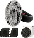 MEIXINZHI Cast Iron Cleaner, Chain Mail Scrubber & Pan Grill Scrapers - 2 in 1 Cast Iron Skillet Cleaner (Black, with mat)
