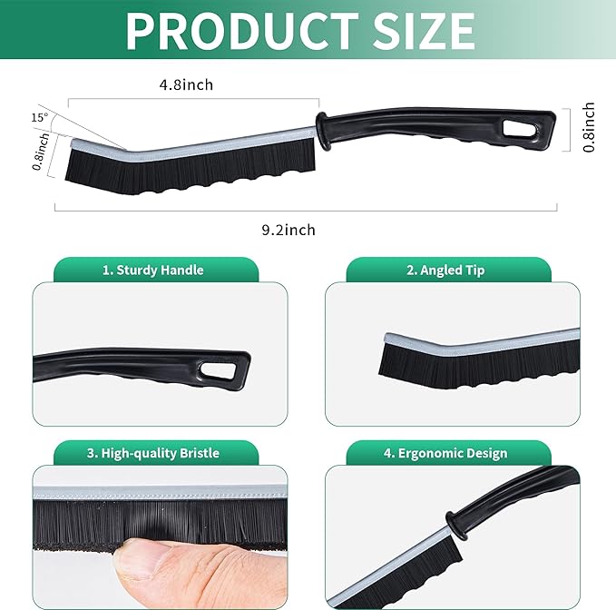 6-Pack Hard Bristle Crevice Cleaning Brush, Best Tool for Cleaning Grout, Gaps, and Sink, Home Cleaning Essentials, Crevice Cleaning Tool for Kitchen and Household Use