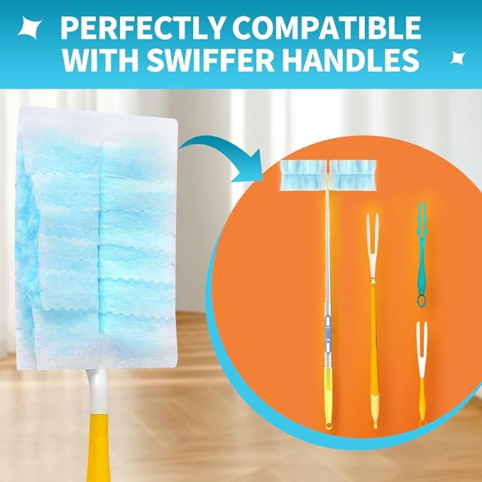 Disposable Microfiber Feather Duster Refills, Multi-Surface Duster Compatible with Swiffer Dusters Handle, 60 Count, Unscented