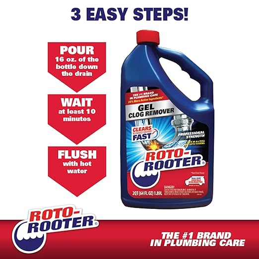 Roto-Rooter 351403 Gel Clog Remover Drain Cleaner, 32 oz