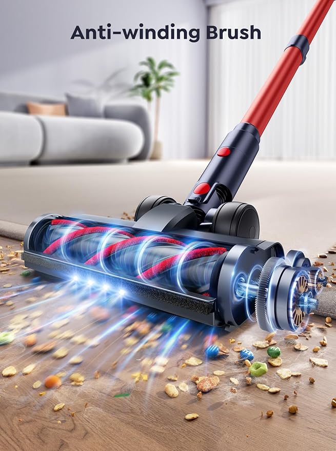 INTETURE Cordless Vacuum Cleaner, 600W 50Kpa 65Mins Vacuum Cleaners for Home, Self-Standing Stick Vacuum with Touch Screen & Wall Charging Station for Hard Floor Carpet Pet
