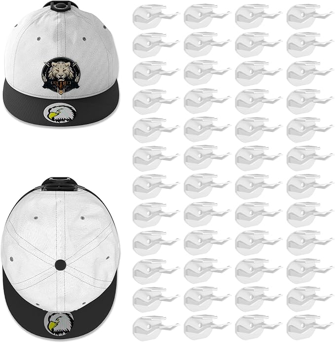48 Pack Adhesive Hat Hooks for Wall, Super Strong Hat Rack for Baseball Caps, Hat Organizer Display for Home Decor, Hat Hangers Holder for Wall, Door, Closet, No Drilling - USA Patented (White)