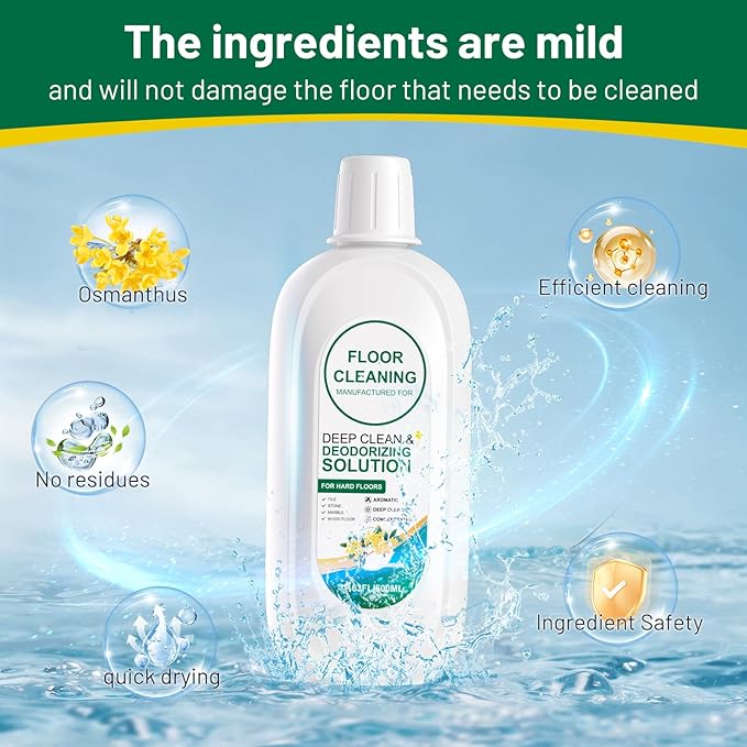 Mop Solution Osmanthus Flower Scent Compatible with Tineco Cleaning Solution, Residue & Streak Free, Suitable for All Robot Vacuum Cleaners and Wireless Wet Dry Dual-Use Vacuum Cleaners (2 bottle)