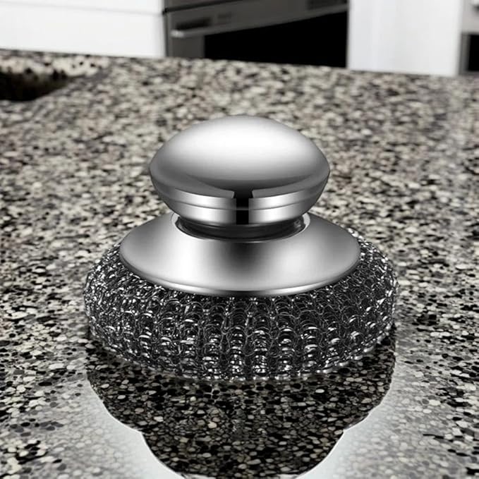 6 Pcs Steel Wool Scrubber, Stainless Steel Scrubber Pads for Cleaning Dishes, Cast Iron, Grill, Stove, Oven, Sink, Stubborn Messes (2 Scrubber with Handled + 4 Pads)