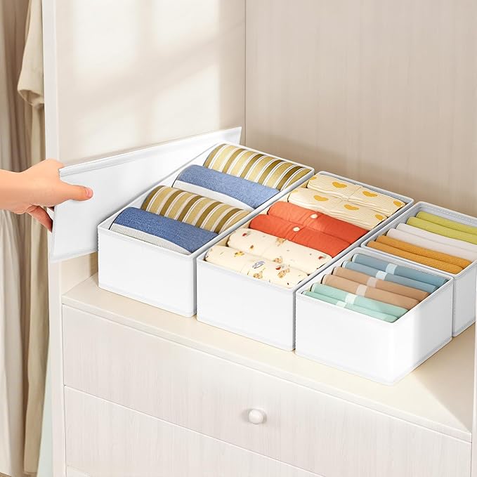 DIMJ Drawer Organizer Clothes Storage - 16 Pack Baby Dresser Organizer for Nursery, Foldable Drawer Dividers for Bedroom Closet Organization, Fabric Storage Bins for Socks, Underwears, Bras