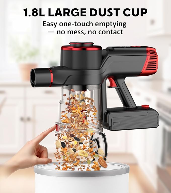 KTTLDRN Cordless Vacuum Cleaner, 600W 50KPA Powerful Stick Vacuum with OLED Smart Display, 70Mins Runtime, Self-Standing & 1.8L Dust Cup, Vacuum Cleaners for Home/Hardwood Floor/Carpet/Pet Hair