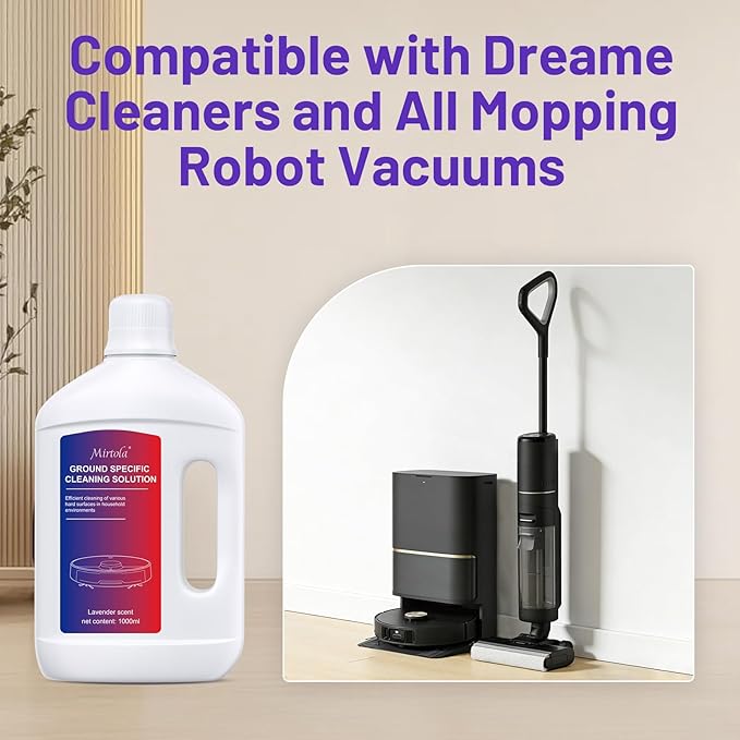 Multi-Surface Floor Cleaning Solution Compatible with Dreame Cleaning Solution, Lavender Scent, Deep Clean, Suitable for All Mopping Robot Vacuums and Cordless Wet/Dry Mops (1000 ml)