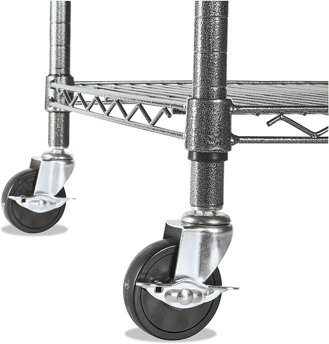 Alera Complete Wire Shelving Unit w/Caster, 48" x 18" x 72", Black Anthracite