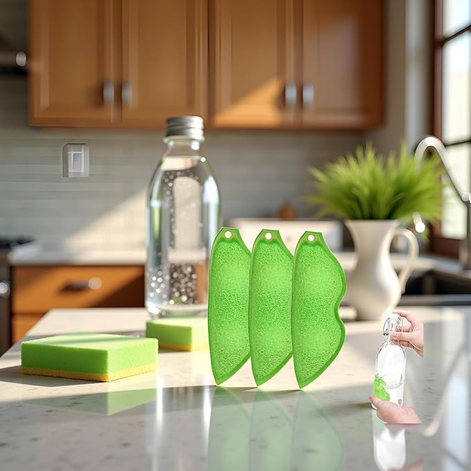 3 Pack Multipurpose Bean Shaped Sponge Set Heat Resistant Bottle and Internal Cleaning Sponges - Reusable entreprises Bottle Cleaning Tools Household Cleaning Sponges