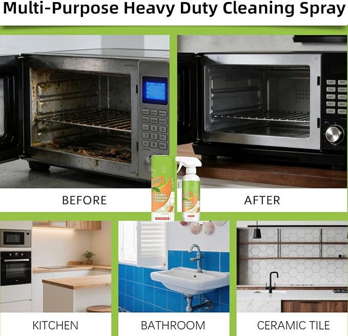 CRIVERY 2PCS Electrolyzed Ion Kitchen Cleaner, Natural Formula Kitchen Appliance Cleaner, Multi-Purpose Heavy Duty Cleaning Spray for Household, Oven, Stove, Range Hood