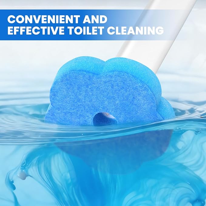 Toilet Bowl Wand Refills, 48 Pcs Disposable Toilet Brush Cleaning Sponges Heads, Not Compatible with Other Wand