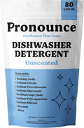 Pronounce Dishwasher Detergent Powder - Cleaner Ingredients, Fragrance Free - Ultra Concentrated, Cuts Grease and Grime, Dishwasher Pods Alternative (Residue-Free). (80 Loads, Unscented)