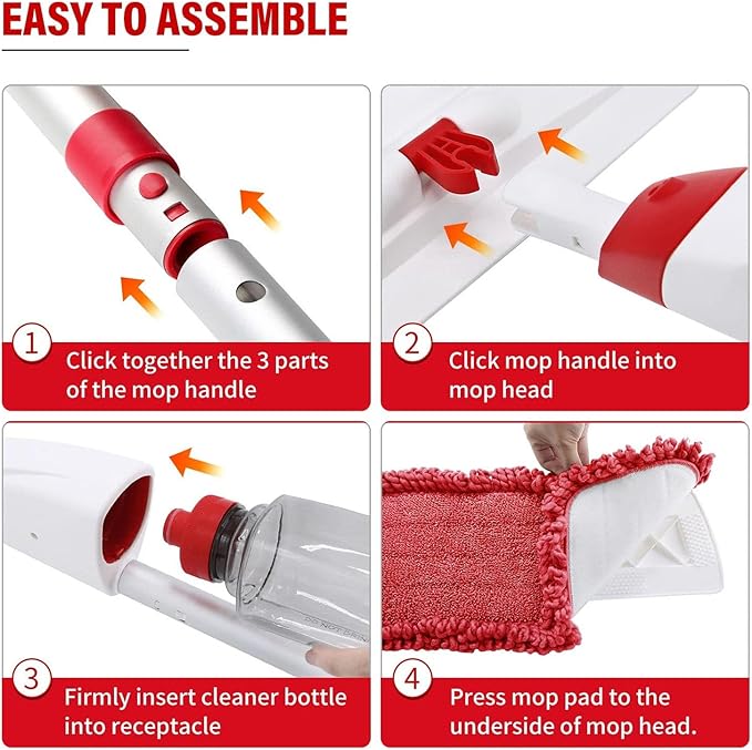 Spray Mops for Floor Cleaning, Microfiber Spray Cleaning Mop Kit with 3 Reusable Washable Pads 700ML Refillable Bottle and Scrubber Flat Mop with 360 Degree Swivel Head for Hardwood Laminate