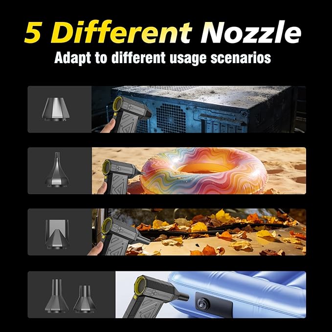 Compressed Air Duster, 150000RPM Electric Air Duster, Replace Compressed Air Can - No Canned Air, Portable Air Blower for Computer, Keyboard Clean, Car,Home Cleaning (Yellow)