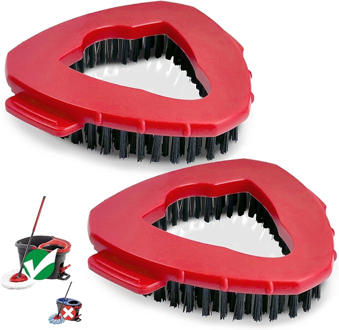 Spin Mop Scrub Brush Head Compatible with oceda EasyWring 1-Tank System, 2 pcs Scrub Brush, Floor Scrubber Hard Bristle Cleaning Brush for Bathroom, Kitchen, Tub and Tile