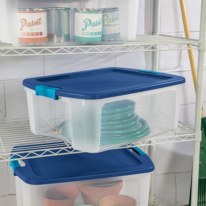 Sterilite 6-Pack Latch and Carry, Clear Plastic Storage Bins with Latching Lids and Full-Grip Handles, 12 Gallon