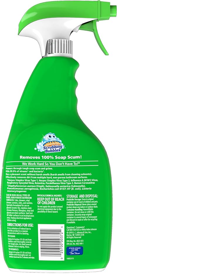 Scrubbing Bubbles Bathroom Grime Fighter, Floral Fusion Scent, 32 oz Spray Bottle (Pack of 2)