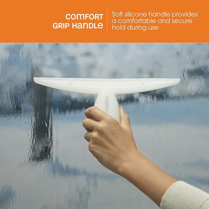 Casabella, White 44037 Clip on Silicone Squeegee, 10-1/8" x 1-1/4" x 6-3/4" h