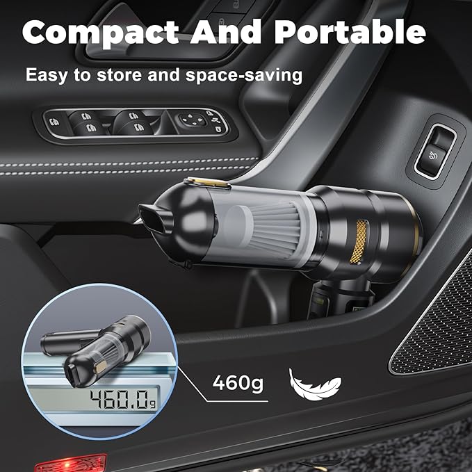 Portable Cordless Handheld Vacuum Cleaner for Car,Smart Display,Dual-Mode:Suction & Blowing,3-Stage Suction Power,One-Touch Dust Emptying,LED lighting,Mini Hand Vacuums for Car,Home,Office,Pet Hair