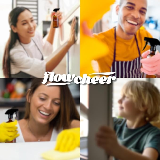 flowcheer Multi-Surface Cleaner Kits-2 Pack Reusable Spray Bottles & 4 Pack All Purpose Cleaner Refills Tablet, 4 x 16.9 Fl oz Bottles of Spray Cleaner Lemon and Lavender Scent