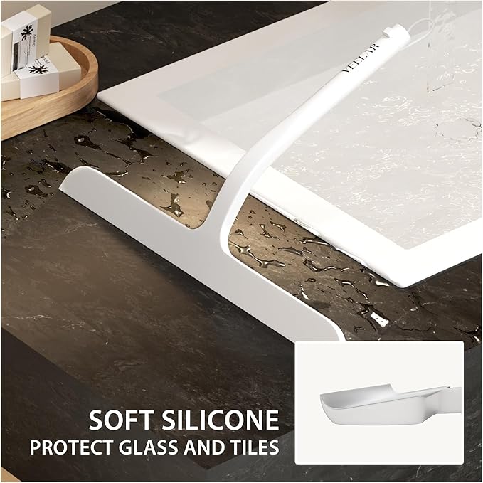 Shower Squeegee for Shower Glass, Bathroom Glass Cleaning Tool with Hook Mount, Squeegee for Glass Doors, Window Cleaning, Tile Shower Walls (White)