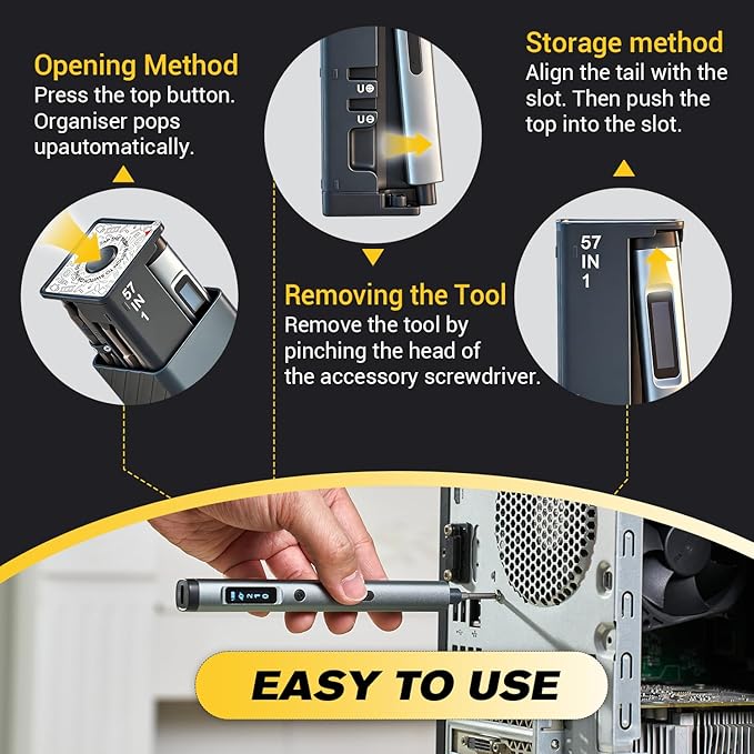 SAKER Electric Screwdriver Set - 57 in1 Mini Magnetic Precision Repair Tool Kit with Rechargeable Torque Screwdriver for Home DIY Furniture Electronics Repair & Gifts for Men