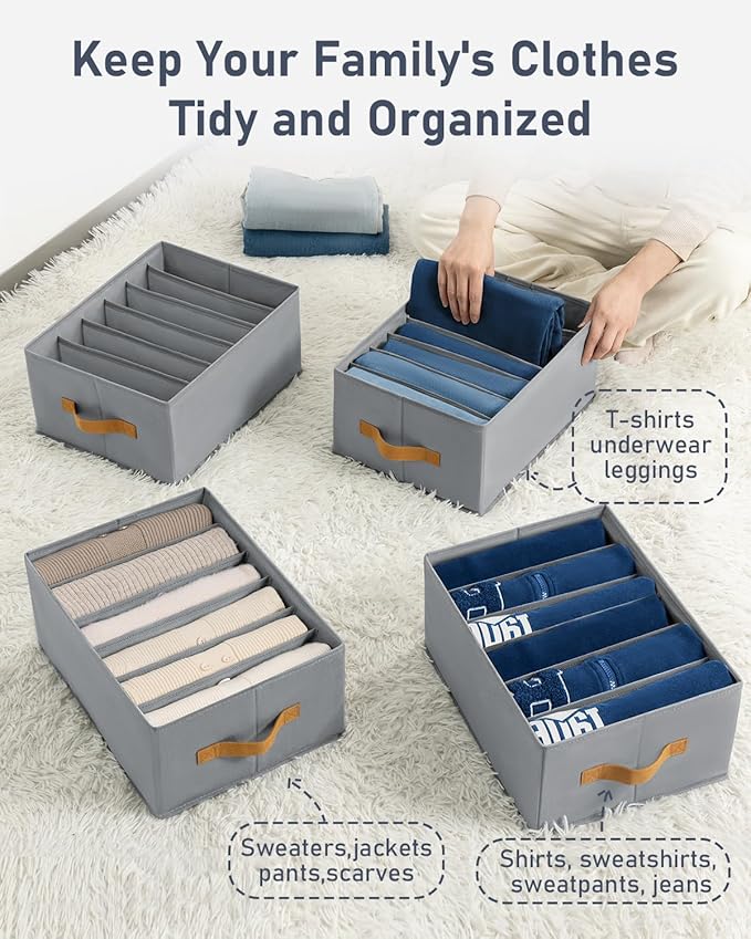 DIMJ Wardrobe Clothes Organizer - Foldable Drawer Organizers for Clothing, Fabric Clothes Organizer, Closet Organizers and Storage Boxes for Jeans, TShirt, Sweaters, Pants, Underwear, Legging