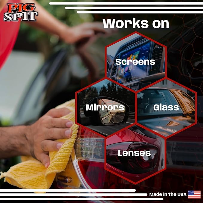 Glass and Plexi Cleaner for a Streak-Free Shine for Home and Automotive Use | 13 oz.| 4-Pack