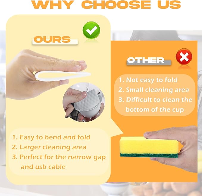 60 PCS Magic Cleaning Sponge Eraser Sheets, Reusable Upgrade Convex Point Scrub Pad Singles Eraser Cleaning Sponge Portable Thin Nano Wipes for Kitchenware Furniture Faucets Hard-to-Reach Places