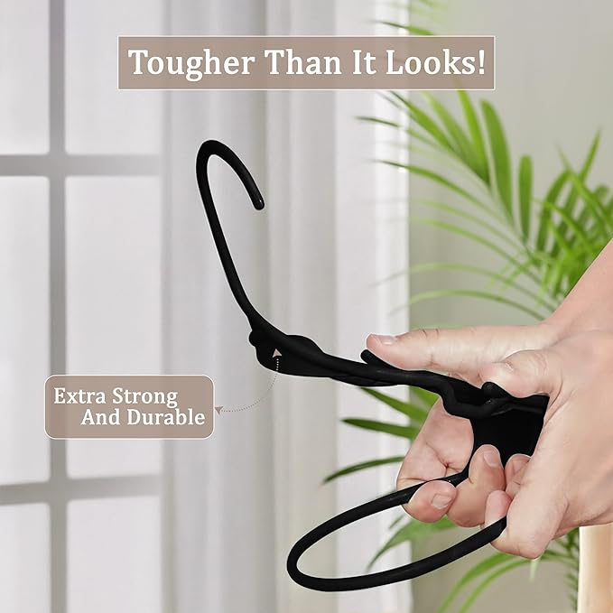 Utopia Home Plastic Hangers 50 Pack, Space-Saving Clothes Hangers with Non-Slip Shoulder Grooves for Strappy Clothes, Ideal for Home Closet Organization and Warddrobe Solutions (Black)
