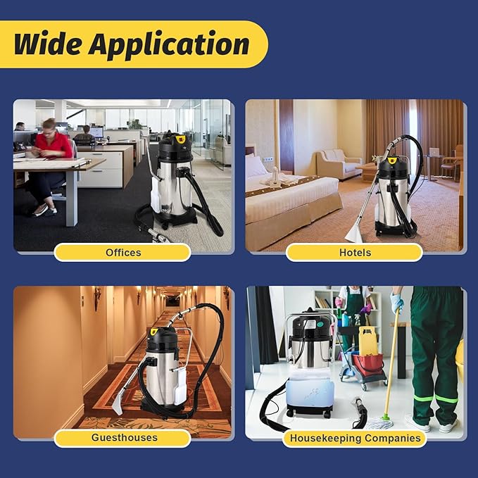 Carpet Cleaner, 110V 1049W 40L Carpet Cleaning Machine Multi-Purpose Wet Dry Upright Vacuum Floor Shampooer Machine with 3 Vacuuming Head for Guest Houses Dry Cleaners Offices