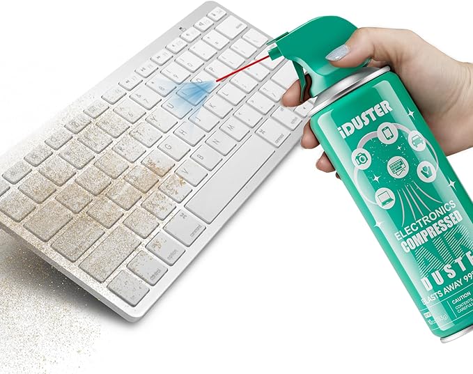 iDuster Compressed Canned Air Duster - 2 PCS Disposable Compressed Air Duster Can Cleaning for Computer,Keyboard, Jewelry, Car and Cellphone, 10oz