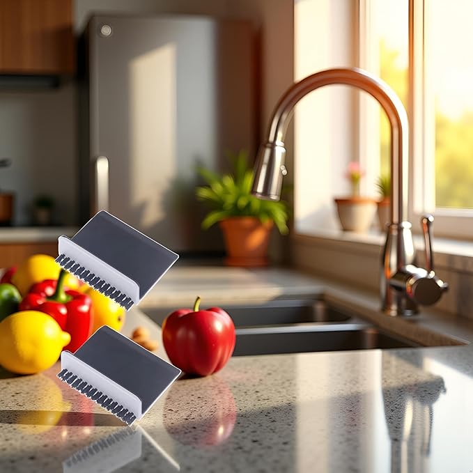 2 Pcs Black Kitchen Sink Squeegee Cleaner Countertop Brush Wiper Vegetable Cleaning Brush Wiper Home Kitchen Tool Fruit and Vegetable Cleaning Brushes Accessories Utensils and Gadgets