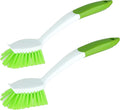 PHYEX 2-Pack Kitchen Green Scrub Brush for Cleaning Dishes Pots Pan Sink and Bathroom with Comfortable Long Handle