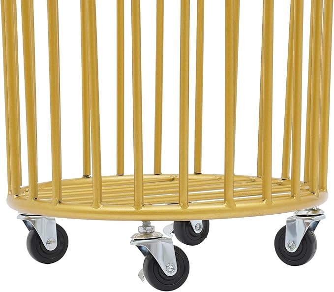 Household Storage Basket, 360° Rolling Movable Laundry Basket,Floor-Standing White Multi-layer Clothes Organizer for Kitchen,living Room and Bathroom (Metal Gold)