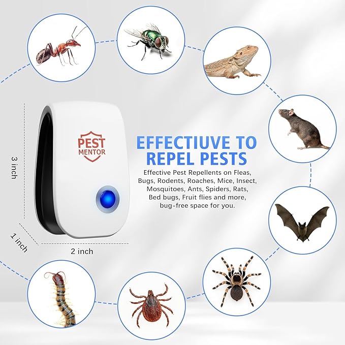 Ultrasonic Pest Repellent, Electronic Pest Control Insect Repeller for Bugs, Mosquito, Roach, Rodent, Spider Mouse Repellent Pest Control Device for Home Car (10p)
