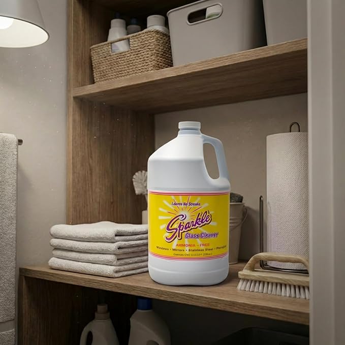 Sparkle Glass Cleaner Refill 1 Gallon (128 Fl Oz) – Ammonia-Free Heavy Duty Streak-Free Formula for Windows, Mirrors & Glass (Pack of 1)