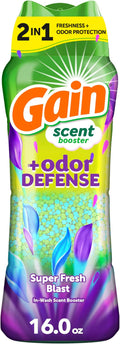 Gain Odor Defense In-wash Scent Booster, Super Fresh Blast scent, 16 OZ, 2 in 1 Freshness plus Odor Protection, laundry scent beads