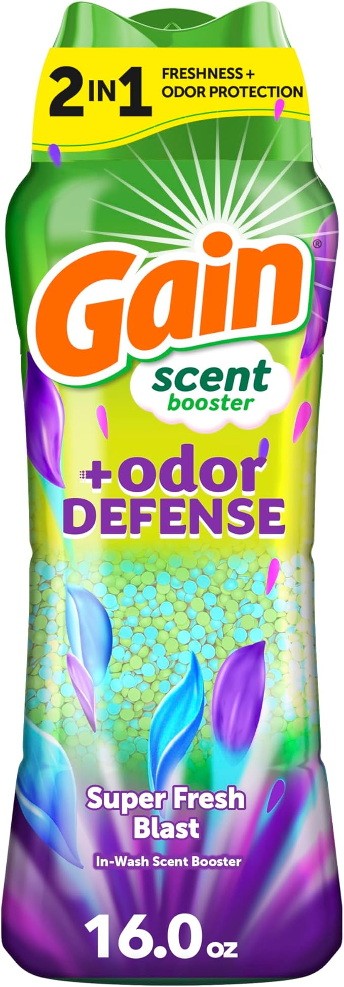 Gain Odor Defense In-wash Scent Booster, Super Fresh Blast scent, 16 OZ, 2 in 1 Freshness plus Odor Protection, laundry scent beads