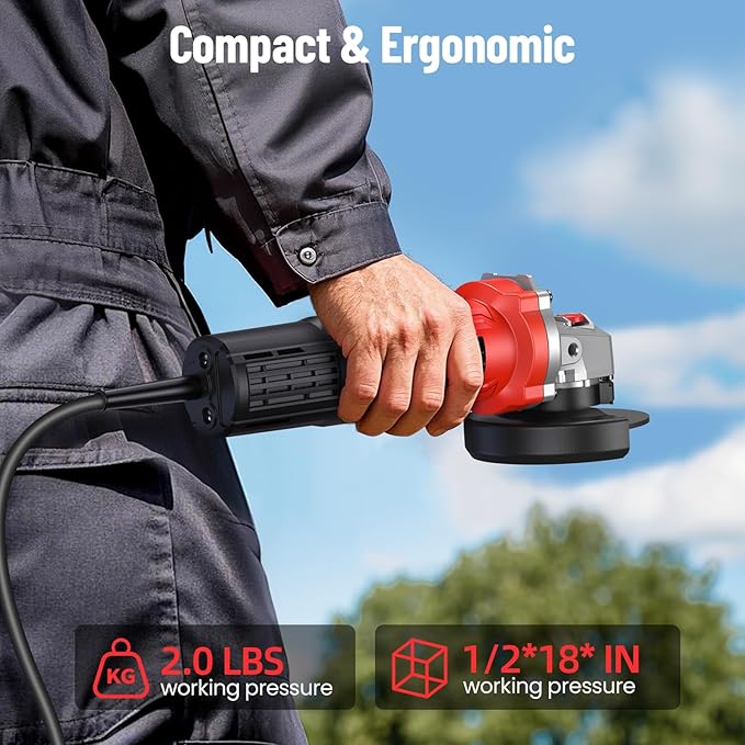 Angle Grinder 10 Amp, 4-1/2 inch Power Angle Grinder Tools with 13000 RPM, 1200W Small Angle Grinder for Cutting, Grinding, Polishing