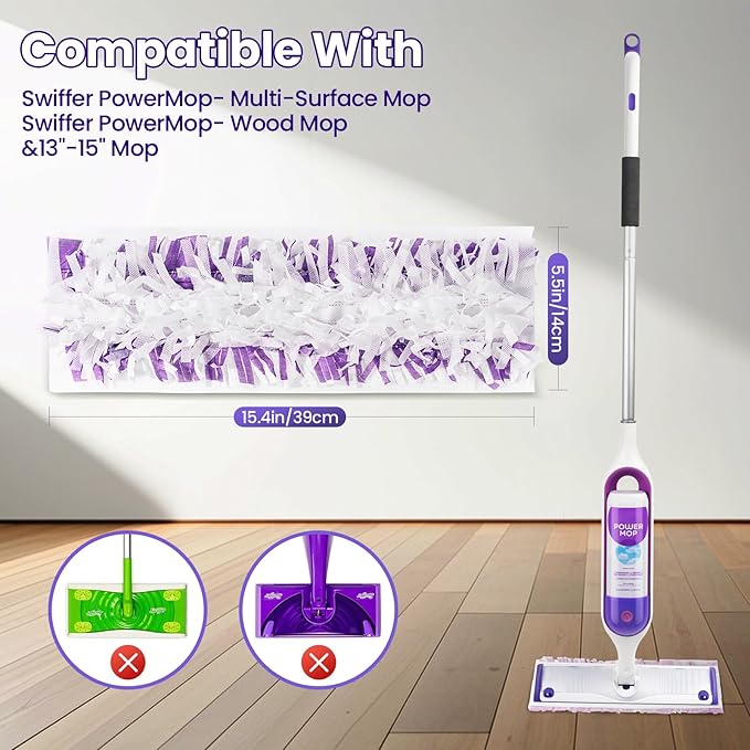 Power Mop Refills, 24 Count Disposable Pads for Swiffer Powermop Mopping - Thickness, Absorbent, Quick Cleaning, Suit All Multi-Surface, [Non-Vacuum Packaged] to Keeps Fluffy