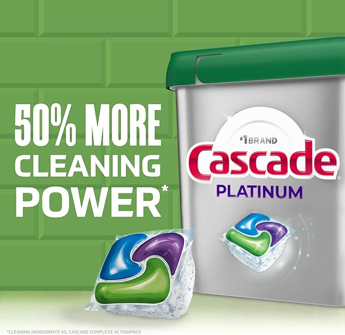 Cascade Platinum Dishwasher Pods, Dishwasher Detergent, Dish Detergent Soap, Fresh, 40 Count