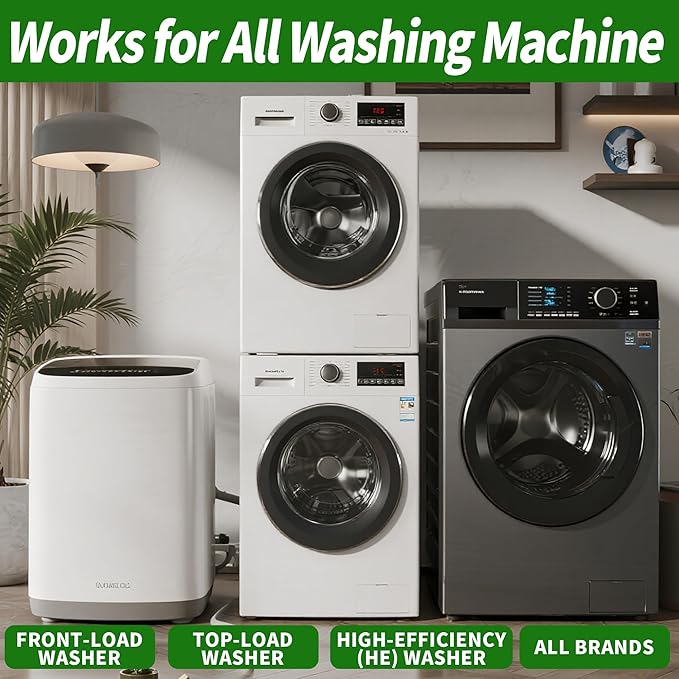 Washing Machine Cleaner Tablets 12 Pack - Deep Cleaning Tablets for HE Front & Top Load Washers, Septic Safe, Eco-Friendly, Removes Residue & Odors