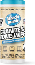 MiracleWipes for Granite & Stone, Clean, Protect, Polish Stone, Marble, Quartz, Slate, Tile, Laminate Surfaces in Kitchen and Bathroom - 30 Count
