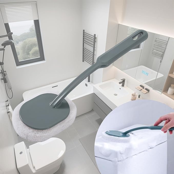 Long Handle Sponge Scrub Bathroom Brush, Sponge Cleaning Brush with Handle Large Wall Scrubber Shower Long Handle Brushes for Tableware, Kitchen, Toilet, Bathroom Cleaning Tool Accessories Gray-Green