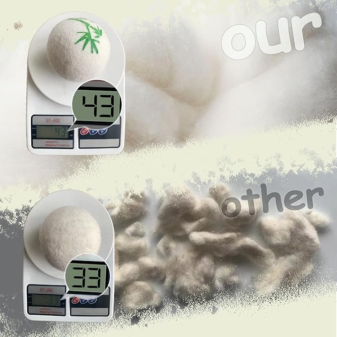 Wool Dryer Balls Laundry Reusable, 100% Natural New Zealand Wool Balls for Dryer, 6 in 1 Pack (Panda)