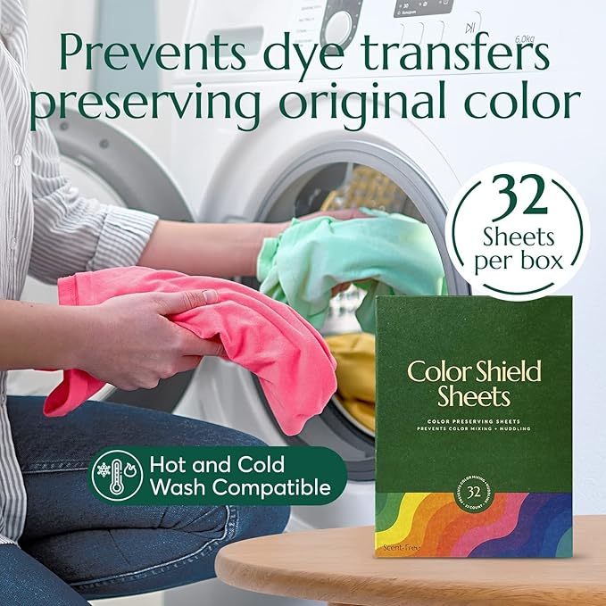 CLEANOMIC Color Shield Sheets (32 Sheets) - Color Preserving Laundry Sheets, Dye Absorbing, Prevent Color Mixing