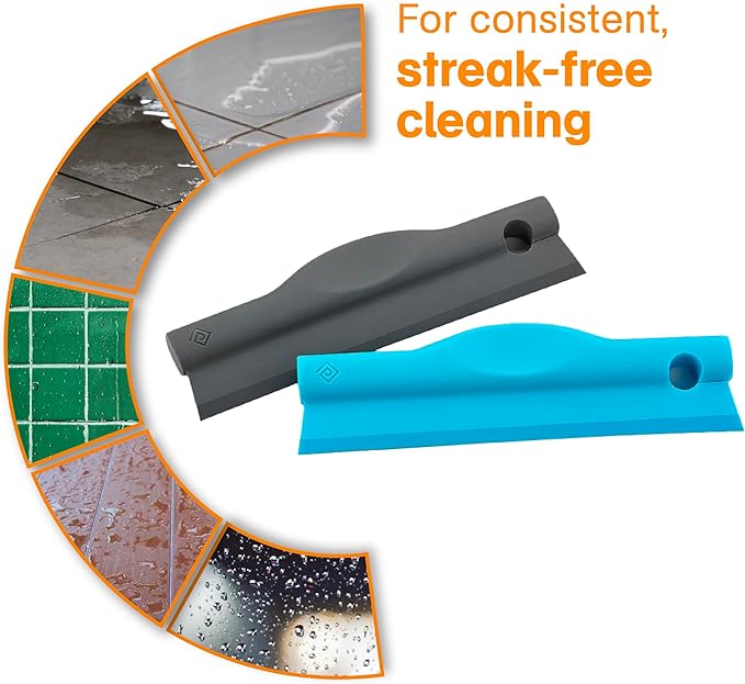 Polder Swipe Squeegee, Window Cleaner with Silicone Blade, Shower Squeegee with Flexible Handle, Ideal for Car, Kitchen, Bathroom, Shower Mirror, and More, Cleaning Supplies, Gray